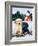 Lab Puppies with Snowman-William Vanderdasson-Framed Giclee Print