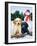 Lab Puppies with Snowman-William Vanderdasson-Framed Giclee Print