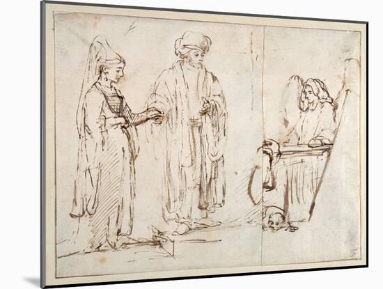 Laban Brings Leah to Jacob-Rembrandt van Rijn-Mounted Giclee Print