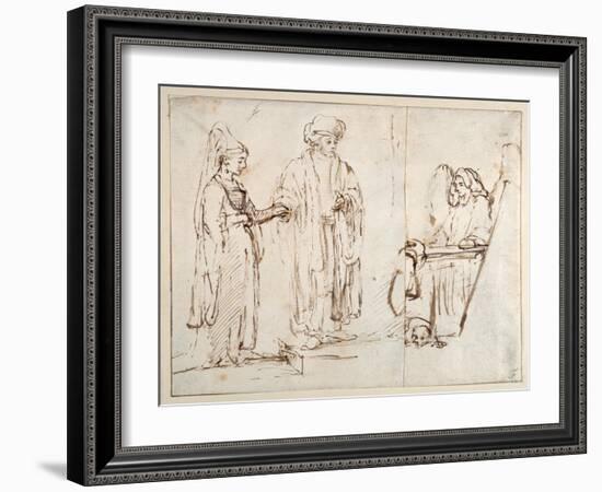 Laban Brings Leah to Jacob-Rembrandt van Rijn-Framed Giclee Print