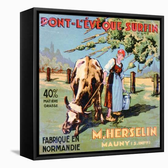 Label for 'Pont-L'Eveque' Cheese Made by the Cheesemaker M. Herselin, Early 20th Century-French School-Framed Premier Image Canvas