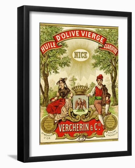 Label for Vercherin Extra Virgin Olive Oil, c.1885-90-null-Framed Giclee Print