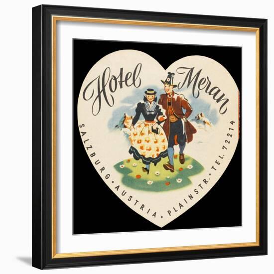 Label from the Hotel Meran Salzburg Austria-null-Framed Art Print