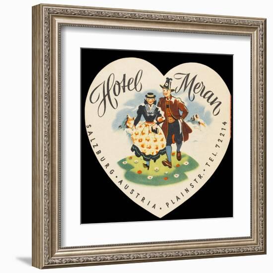 Label from the Hotel Meran Salzburg Austria-null-Framed Art Print