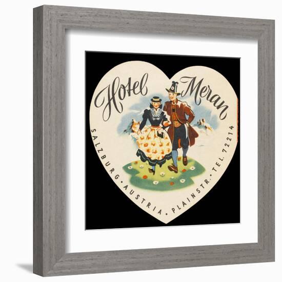 Label from the Hotel Meran Salzburg Austria-null-Framed Art Print