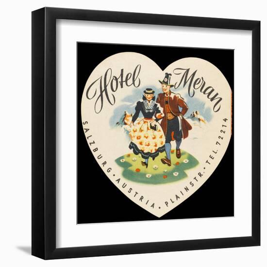 Label from the Hotel Meran Salzburg Austria-null-Framed Art Print