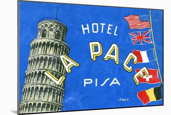 Label, Hotel La Pace, Pisa, Italy-null-Mounted Art Print