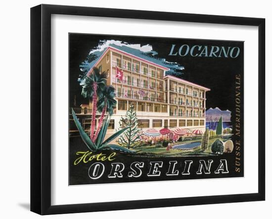 Label, Hotel Orselina, Locarno, Switzerland-null-Framed Art Print