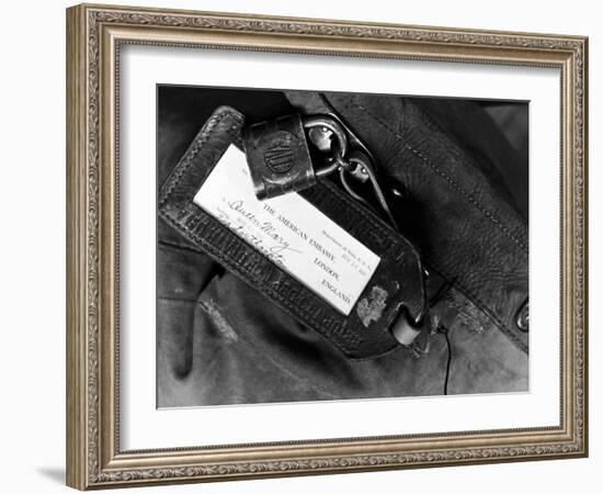 Label of a Diplomatic Pouch from State Dept. Building, Sent to London on the S.S. Queen Mary-Alfred Eisenstaedt-Framed Photographic Print