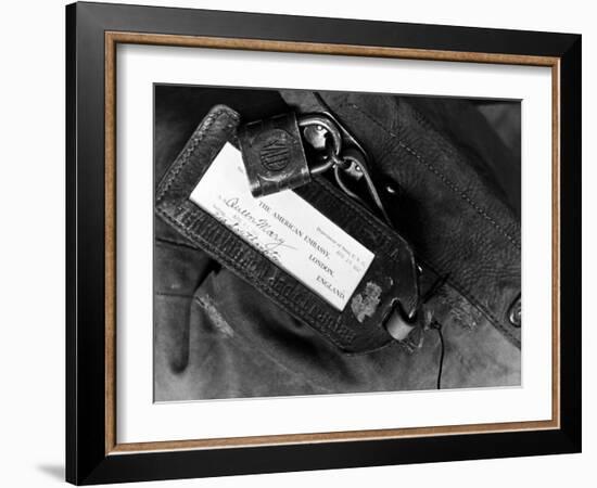 Label of a Diplomatic Pouch from State Dept. Building, Sent to London on the S.S. Queen Mary-Alfred Eisenstaedt-Framed Photographic Print