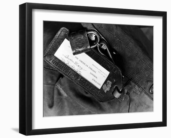 Label of a Diplomatic Pouch from State Dept. Building, Sent to London on the S.S. Queen Mary-Alfred Eisenstaedt-Framed Photographic Print