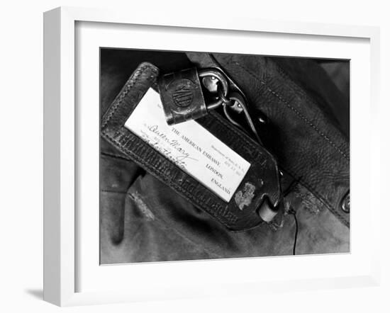 Label of a Diplomatic Pouch from State Dept. Building, Sent to London on the S.S. Queen Mary-Alfred Eisenstaedt-Framed Photographic Print