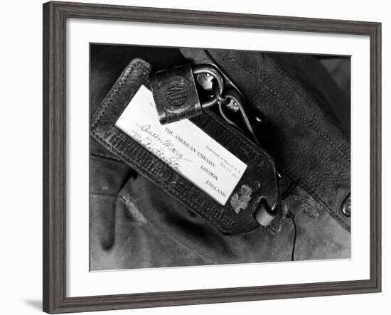 Label of a Diplomatic Pouch from State Dept. Building, Sent to London on the S.S. Queen Mary-Alfred Eisenstaedt-Framed Photographic Print