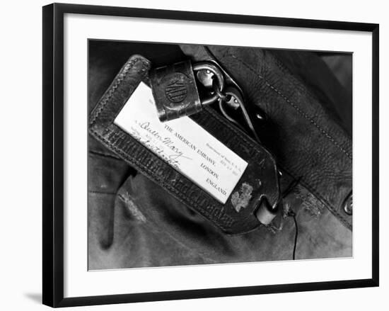 Label of a Diplomatic Pouch from State Dept. Building, Sent to London on the S.S. Queen Mary-Alfred Eisenstaedt-Framed Photographic Print