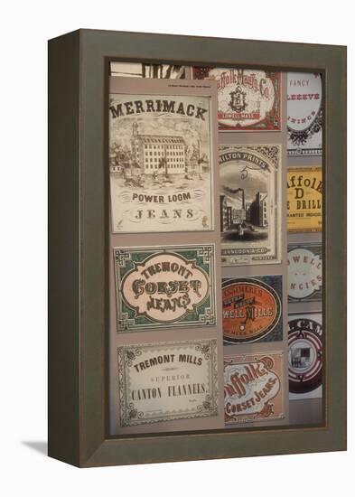 Labels for Cloth Woven at 19th-Century Textile Mills, Displayed in Lowell, Massachusetts-null-Framed Premier Image Canvas