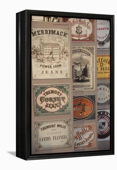 Labels for Cloth Woven at 19th-Century Textile Mills, Displayed in Lowell, Massachusetts-null-Framed Premier Image Canvas