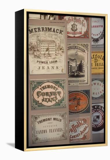 Labels for Cloth Woven at 19th-Century Textile Mills, Displayed in Lowell, Massachusetts-null-Framed Premier Image Canvas