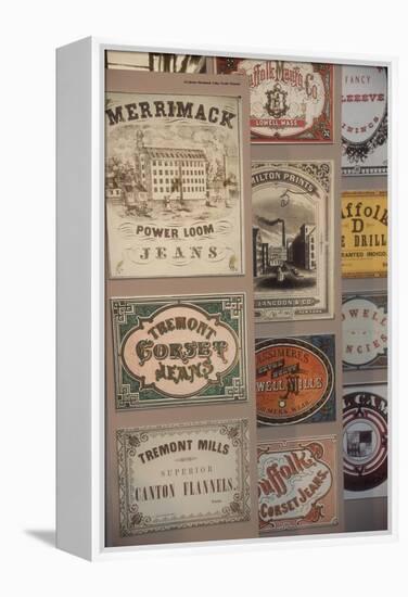 Labels for Cloth Woven at 19th-Century Textile Mills, Displayed in Lowell, Massachusetts-null-Framed Premier Image Canvas