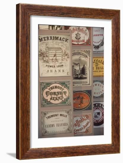 Labels for Cloth Woven at 19th-Century Textile Mills, Displayed in Lowell, Massachusetts-null-Framed Giclee Print