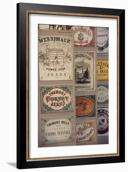 Labels for Cloth Woven at 19th-Century Textile Mills, Displayed in Lowell, Massachusetts-null-Framed Giclee Print