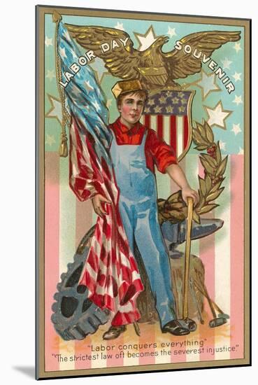 Labor Day Souvenir, Flag and Gears-null-Mounted Art Print