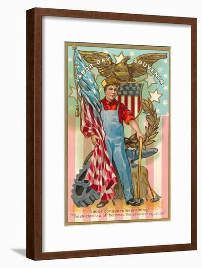 Labor Day Souvenir, Labor Conquers Everything-null-Framed Art Print