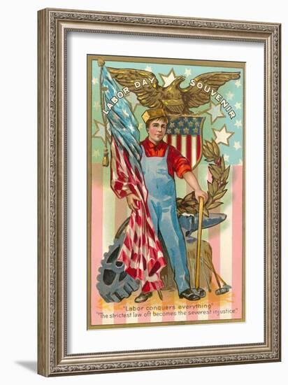 Labor Day Souvenir, Labor Conquers Everything-null-Framed Art Print
