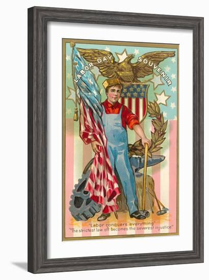 Labor Day Souvenir, Labor Conquers Everything-null-Framed Art Print