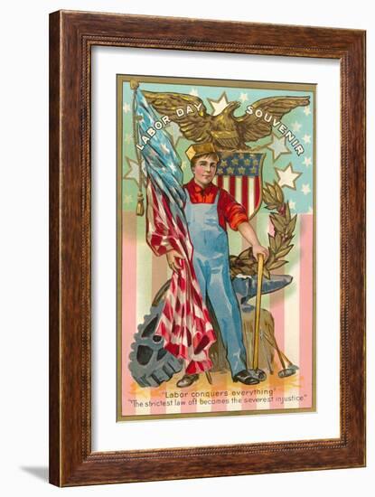 Labor Day Souvenir, Labor Conquers Everything-null-Framed Art Print