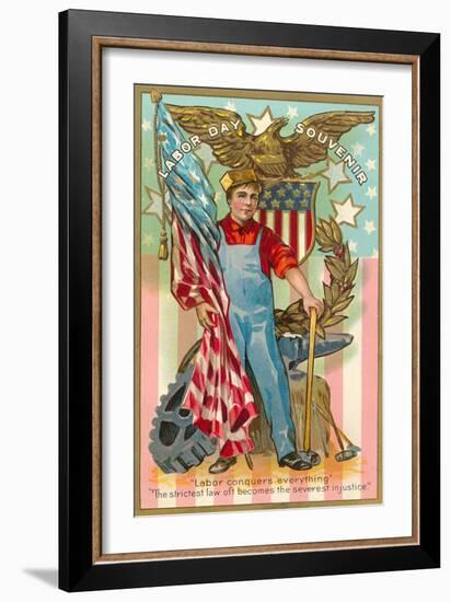 Labor Day Souvenir, Labor Conquers Everything-null-Framed Art Print