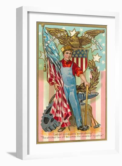 Labor Day Souvenir, Labor Conquers Everything-null-Framed Art Print