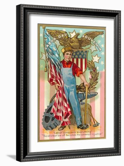 Labor Day Souvenir, Labor Conquers Everything-null-Framed Art Print