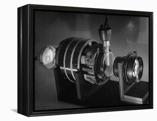 Laboratory Scene of How Television Works Showing Image of Girl Being Focused Through a Lens-Andreas Feininger-Framed Premier Image Canvas