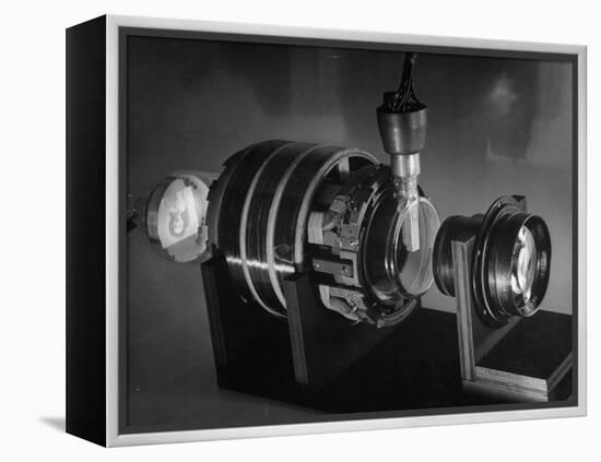 Laboratory Scene of How Television Works Showing Image of Girl Being Focused Through a Lens-Andreas Feininger-Framed Premier Image Canvas