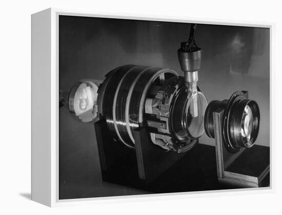 Laboratory Scene of How Television Works Showing Image of Girl Being Focused Through a Lens-Andreas Feininger-Framed Premier Image Canvas
