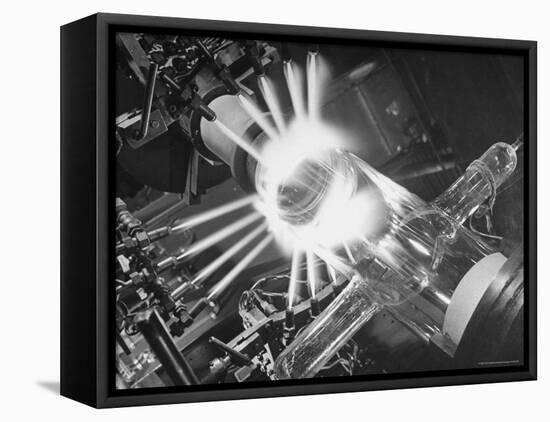 Laboratory Scene of Oxygen Hydrogen Flames Heating a Long Glass Tube to 900 Degrees Centigrade-Andreas Feininger-Framed Premier Image Canvas