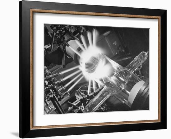 Laboratory Scene of Oxygen Hydrogen Flames Heating a Long Glass Tube to 900 Degrees Centigrade-Andreas Feininger-Framed Photographic Print