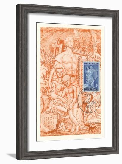 Laborer and Family, Labor Is Life-null-Framed Giclee Print