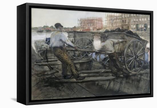 Labourers Pulling a Heavily Laden Cart on Jacob van Lennepkade, Amsterdam, 1900-Georg-Hendrik Breitner-Framed Premier Image Canvas