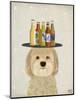 Labradoodle Blonde Beer Lover-Fab Funky-Mounted Art Print