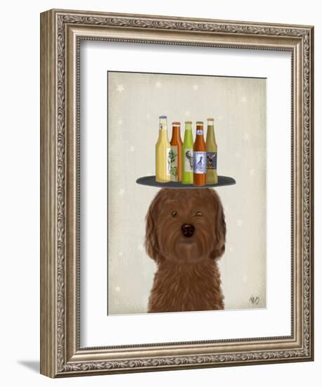 Labradoodle Brown Beer Lover-Fab Funky-Framed Art Print