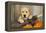 Labrador (8 Week Old Pup) with Broom and Pumpkins-null-Framed Premier Image Canvas