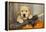 Labrador (8 Week Old Pup) with Broom and Pumpkins-null-Framed Premier Image Canvas
