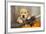 Labrador (8 Week Old Pup) with Broom and Pumpkins-null-Framed Photographic Print