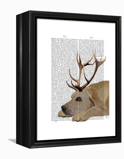 Labrador with Antlers-Fab Funky-Framed Stretched Canvas