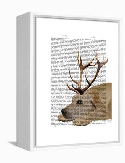 Labrador with Antlers-Fab Funky-Framed Stretched Canvas