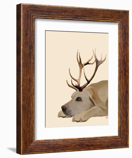 Labrador with Antlers-Fab Funky-Framed Premium Giclee Print