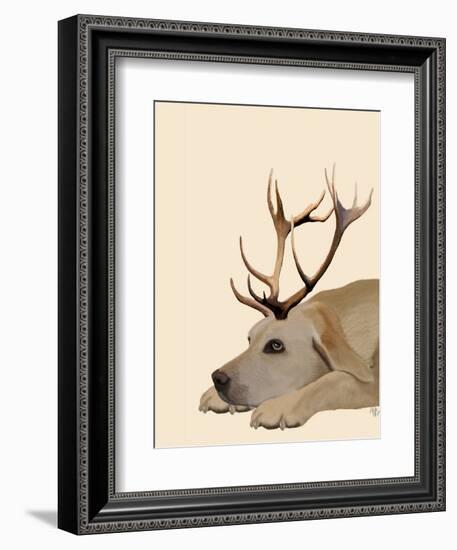 Labrador with Antlers-Fab Funky-Framed Premium Giclee Print