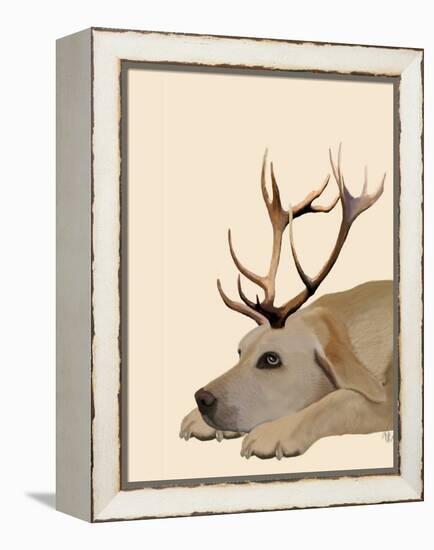 Labrador with Antlers-Fab Funky-Framed Stretched Canvas