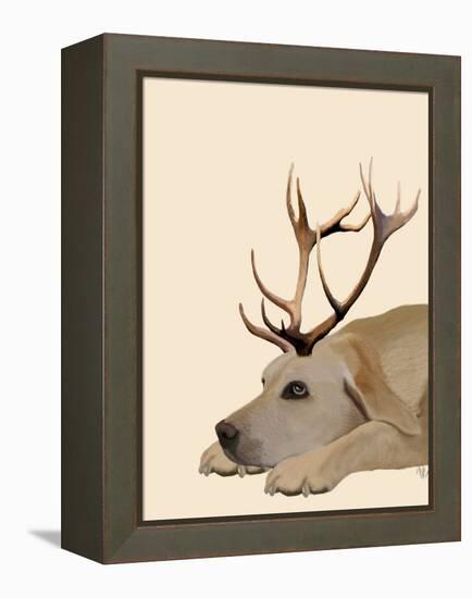 Labrador with Antlers-Fab Funky-Framed Stretched Canvas